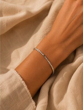 Silver Faceted Square Beaded Custom Bracelet/Anklet